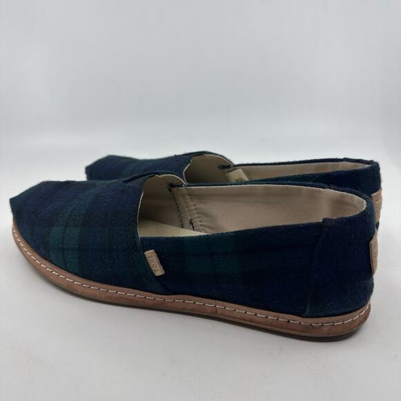 TOMS Spruce Tartan Plaid Felt WMNS Classic Flats Navy/Green US 8 Loafers Slip On - Picture 5 of 9
